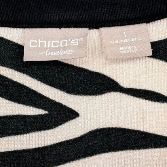 Chicos 1 Travelers Zebra Print V-Neck Tunic Womens Top Size medium - Picture 7 of 13